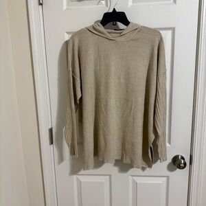 NWOT Zenana Casual Beige Hooded Pullover